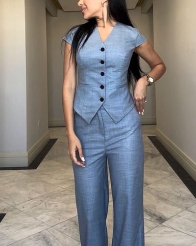 Jasmine - V-neck Top And Trousers Included
