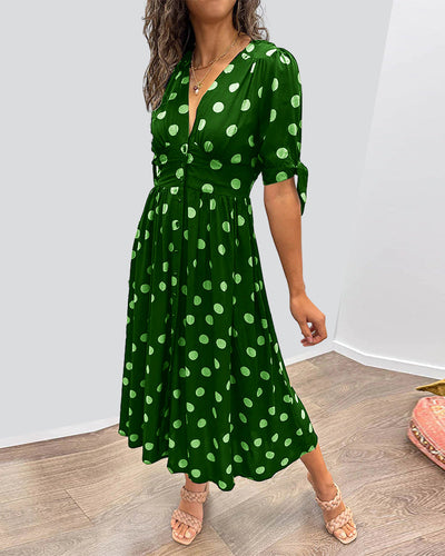Rose - Polka dot dress with sweetheart neckline