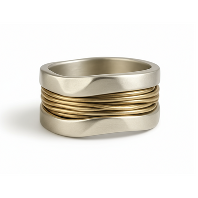 Olive - Women’s Silver and Gold Wire Ring