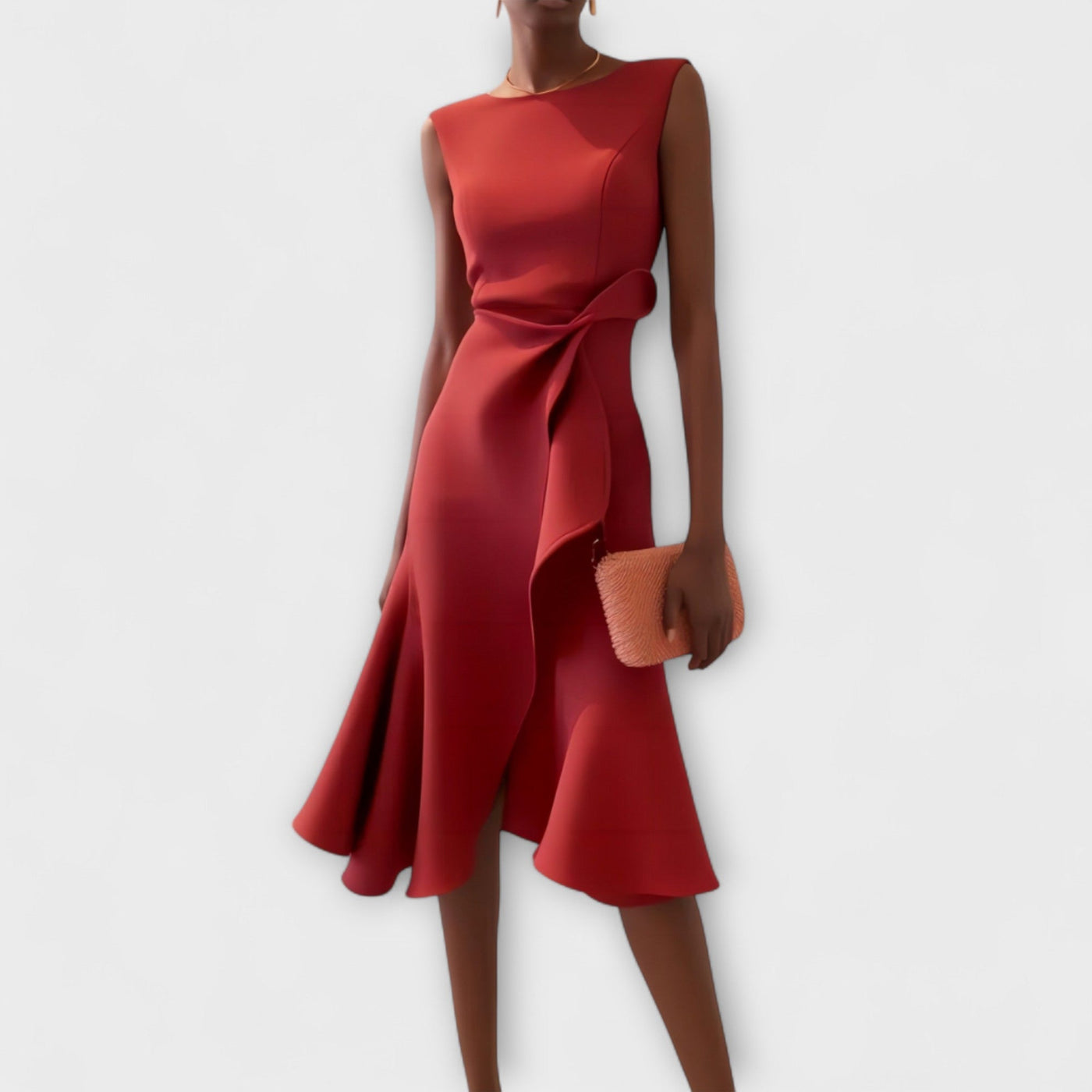 Jazlyn - Asymmetric Midi Dress With Elegant Pleats