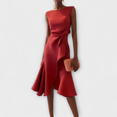 Jazlyn - Asymmetric Midi Dress With Elegant Pleats
