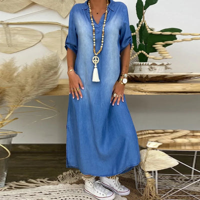 Jada - Long Denim-Look Dress
