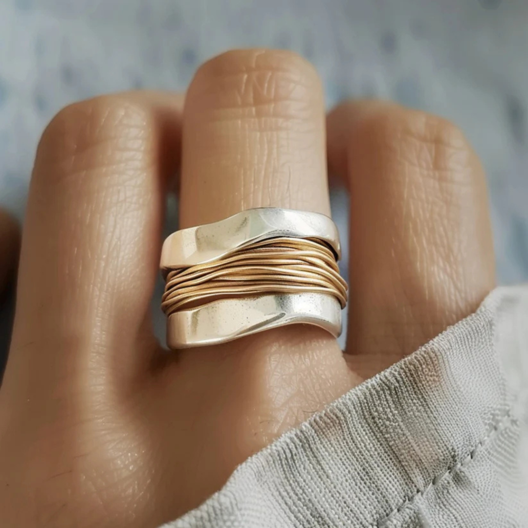 Olive - Women’s Silver and Gold Wire Ring