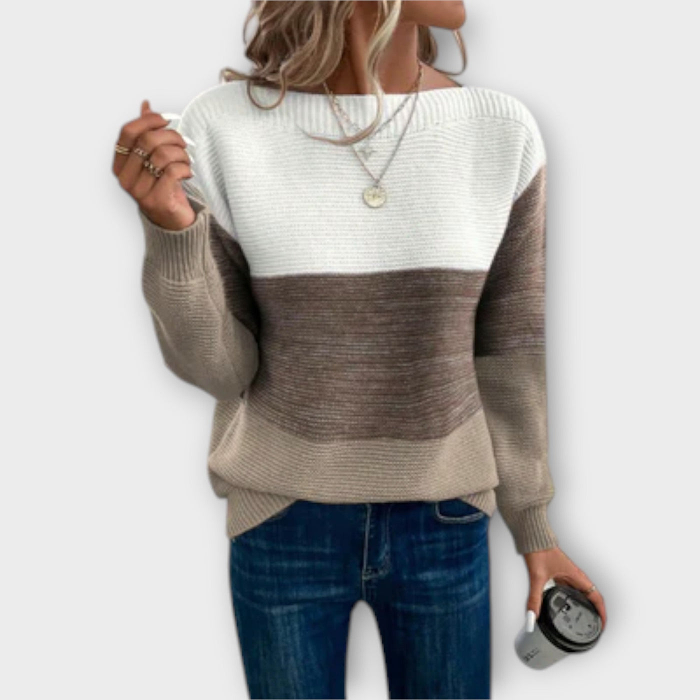 Harper - Elegant Three-Color Patchwork Sweater
