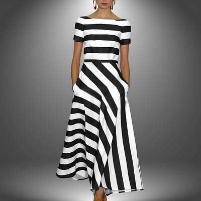 Rosa - Light And Airy Dress With Subtle Stripes