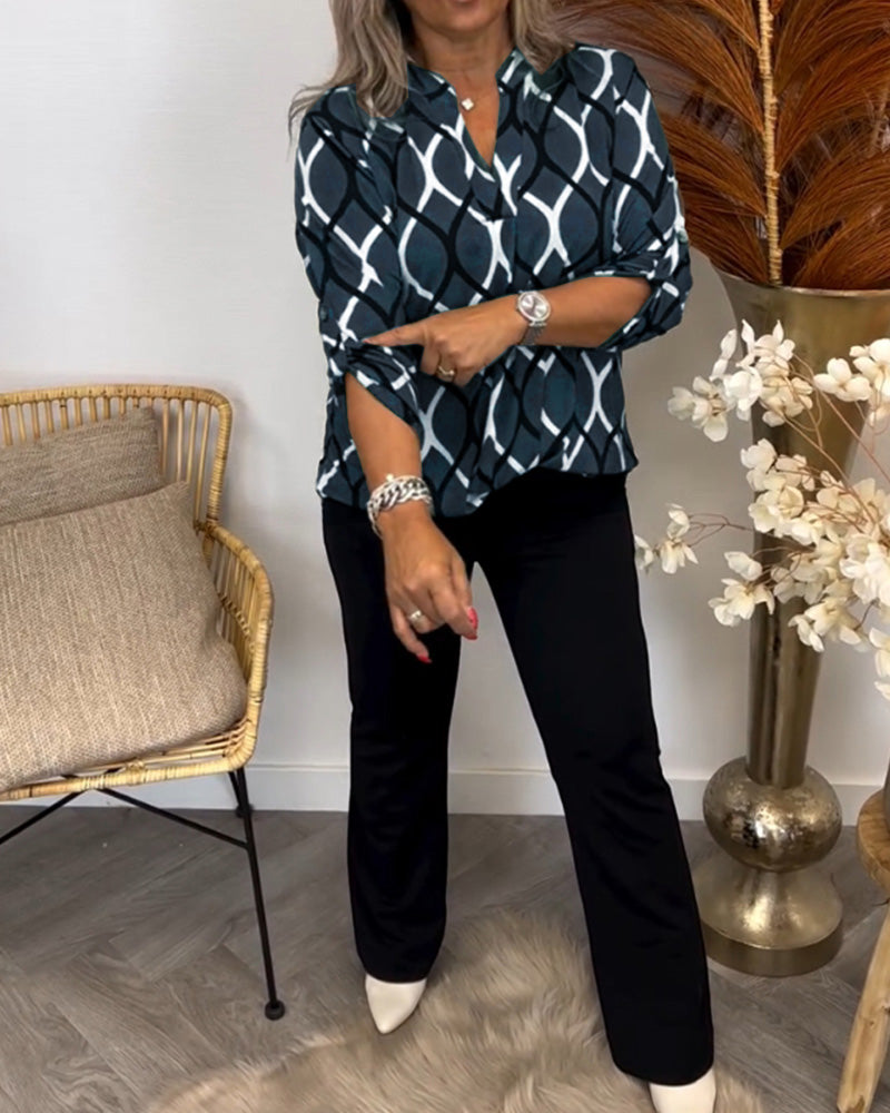 Amelia - Casual Blouse With Long Sleeves And Elegant Pattern