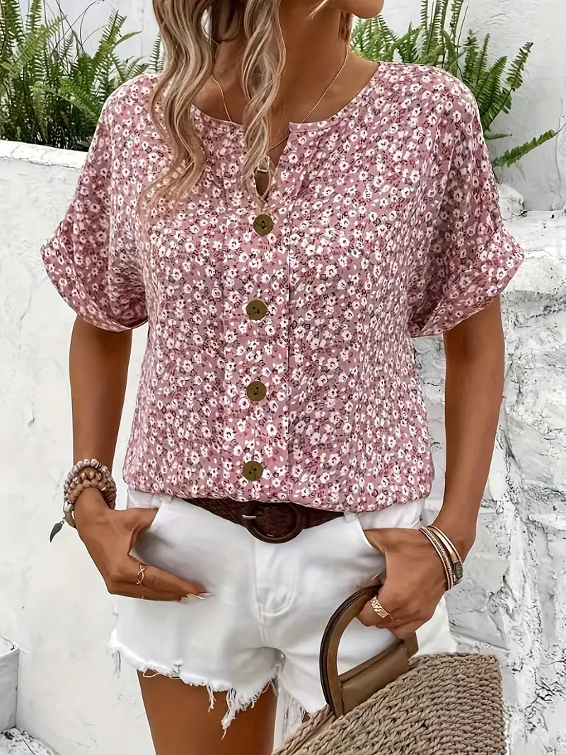 Megan - Chic Floral Print Blouse