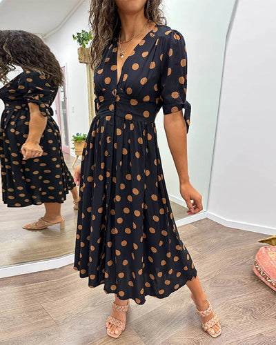 Rose - Polka dot dress with sweetheart neckline
