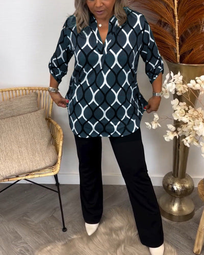 Amelia - Casual Blouse With Long Sleeves And Elegant Pattern