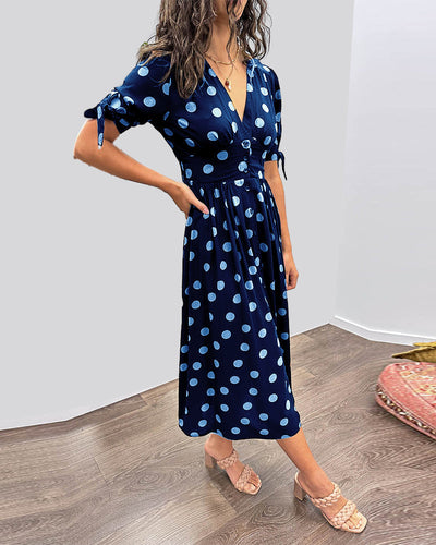 Rose - Polka dot dress with sweetheart neckline