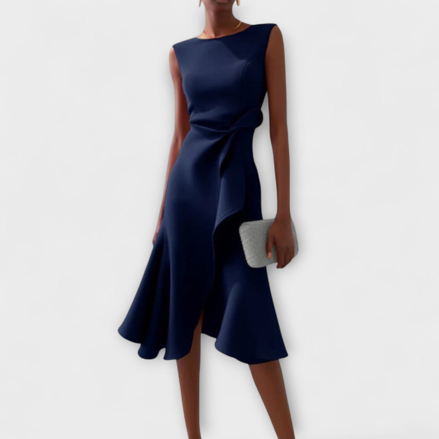 Jazlyn - Asymmetric Midi Dress With Elegant Pleats