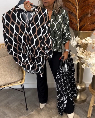 Amelia - Casual Blouse With Long Sleeves And Elegant Pattern