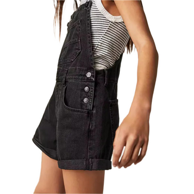 Susan - Vintage Adjustable Denim Overall Shorts