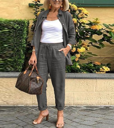 Helena - Linen And Cotton Shirt And Trouser Set