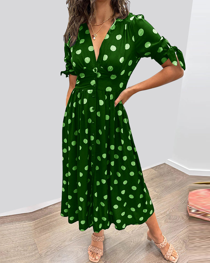 Rose - Polka dot dress with sweetheart neckline