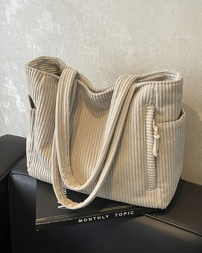 Mya – Ribbed Tote Bag with Cord Detail