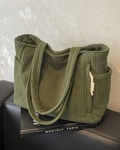 Mya – Ribbed Tote Bag with Cord Detail