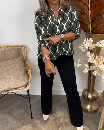 Amelia - Casual Blouse With Long Sleeves And Elegant Pattern