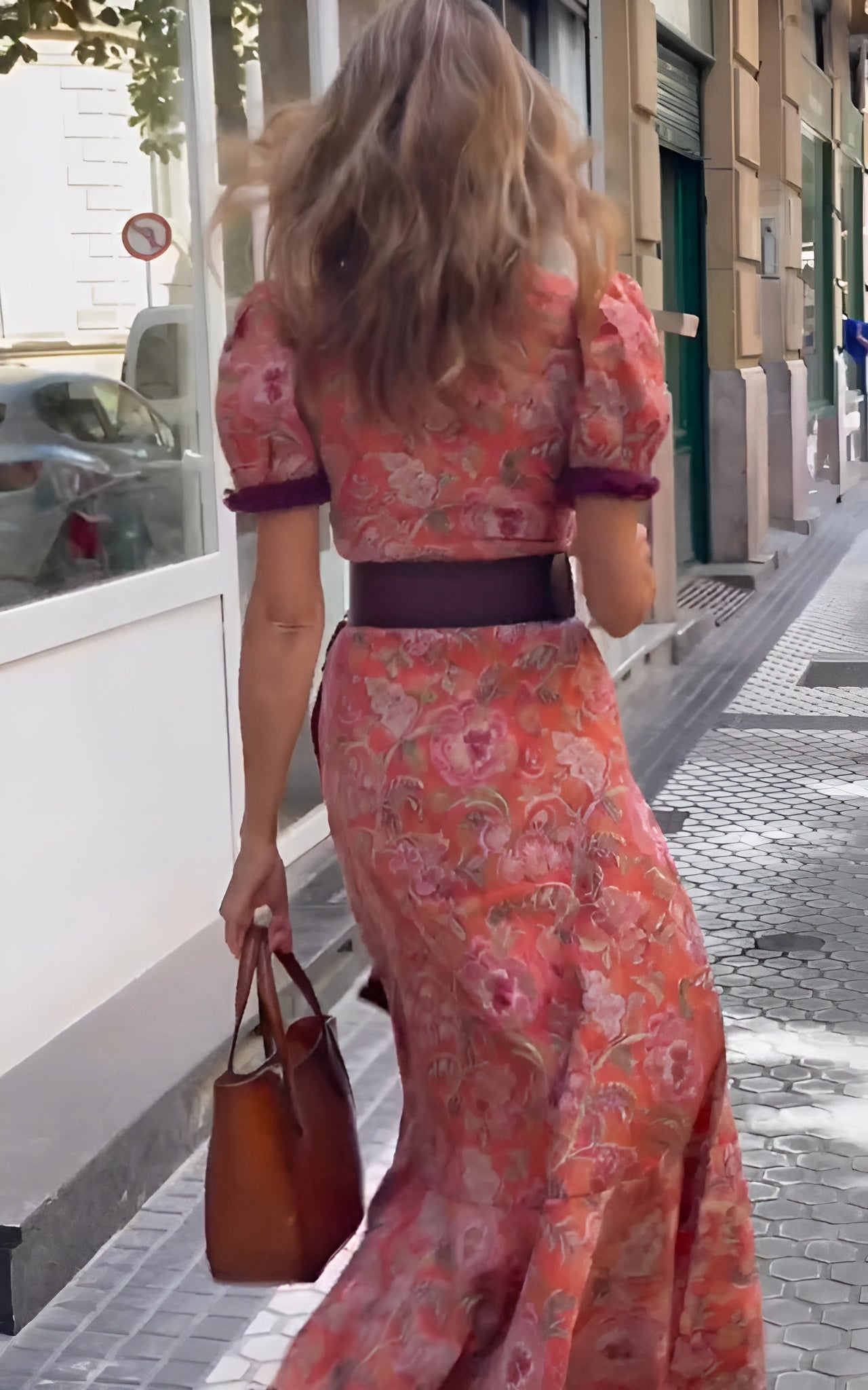 Molly - Elegant Pink Maxi Dress with Short Sleeves