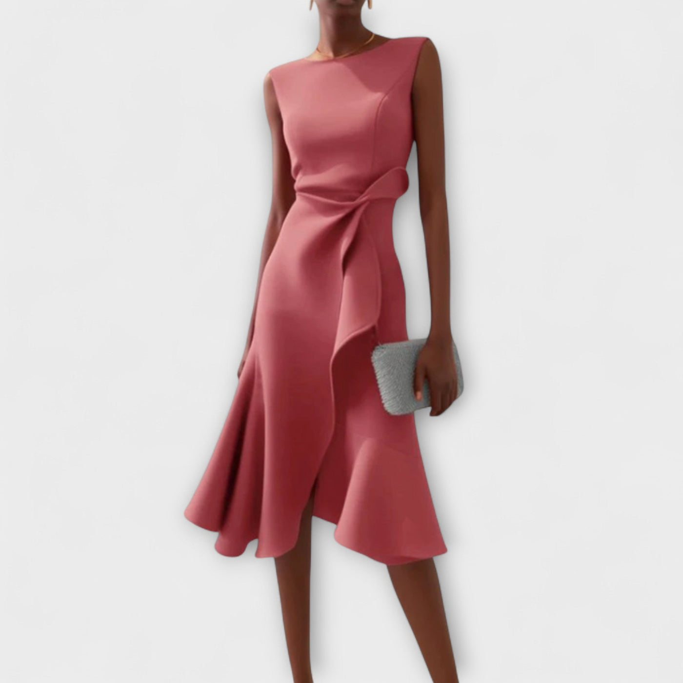 Jazlyn - Asymmetric Midi Dress With Elegant Pleats