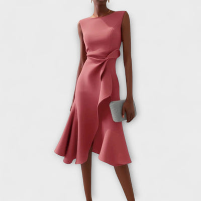 Jazlyn - Asymmetric Midi Dress With Elegant Pleats
