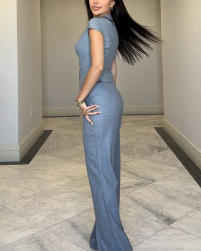 Jasmine - V-neck Top And Trousers Included
