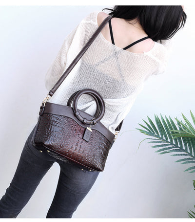 Lia - Retro Gradient Crocodile Handbag