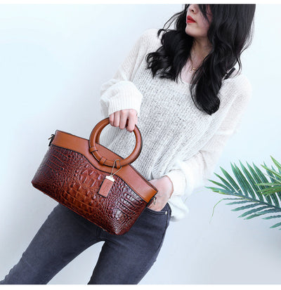 Lia - Retro Gradient Crocodile Handbag