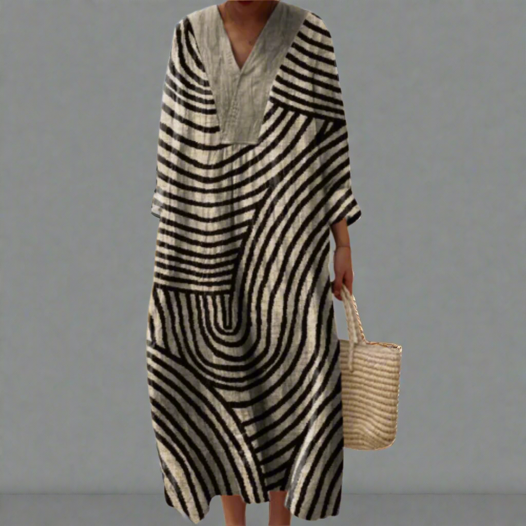 Emma - Monochrome Maze Flow Dress