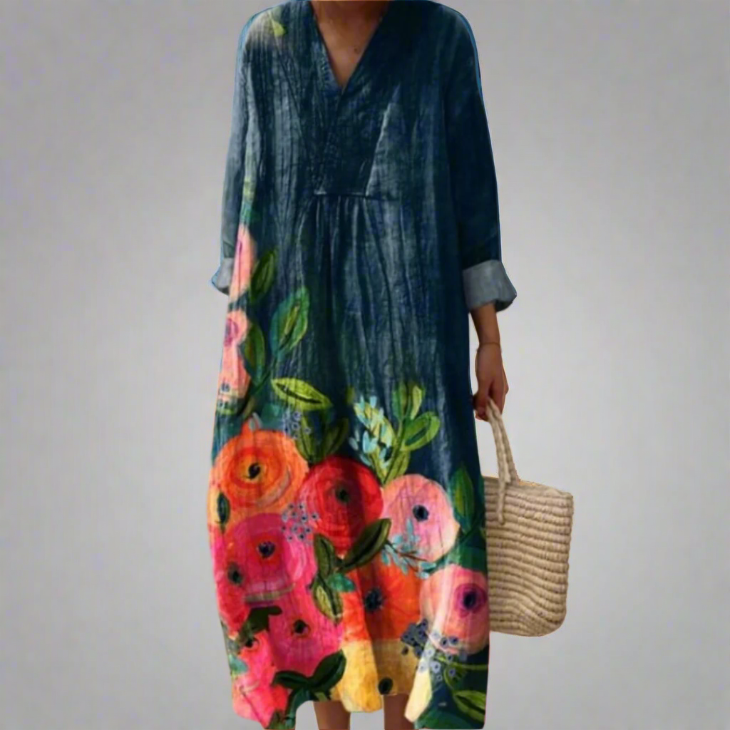 Sasha - Watercolor Floral Cotton Maxi Dress