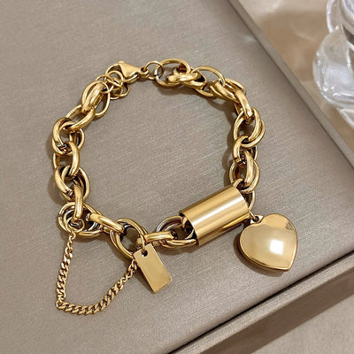 Heart Lock Stainless Steel Bracelet