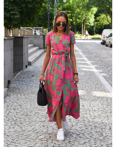 Mary - Floral Wrap Midi Dress