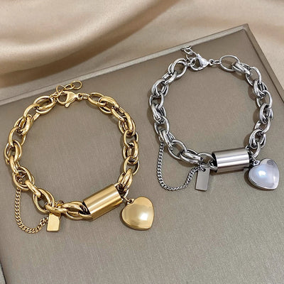 Heart Lock Stainless Steel Bracelet