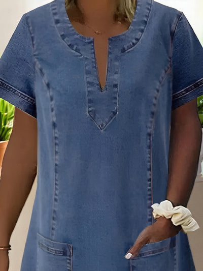 Mathilda - Soft Denim Dress With Front Pockets