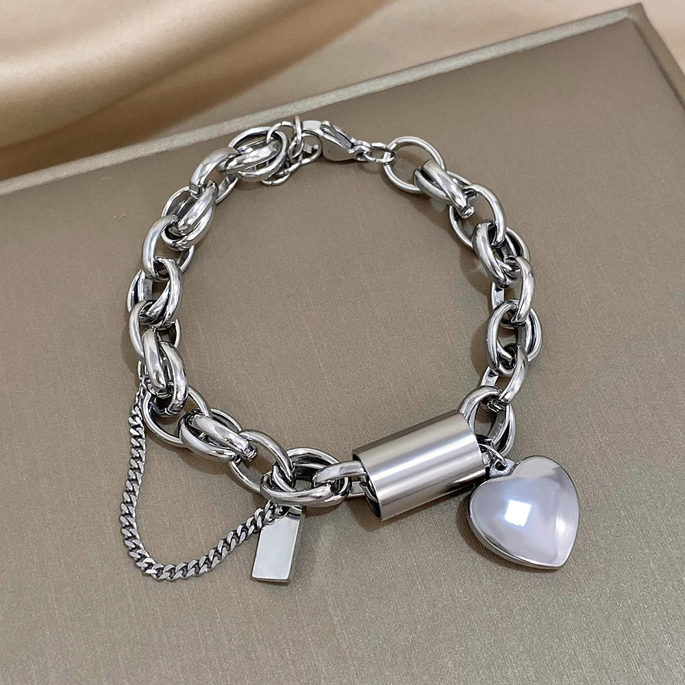Heart Lock Stainless Steel Bracelet