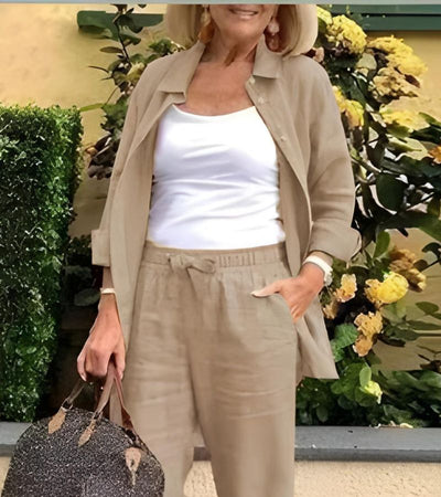 Helena - Linen And Cotton Shirt And Trouser Set