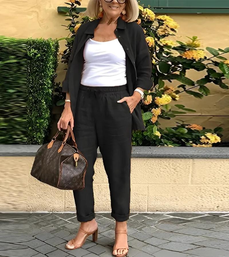 Helena - Linen And Cotton Shirt And Trouser Set