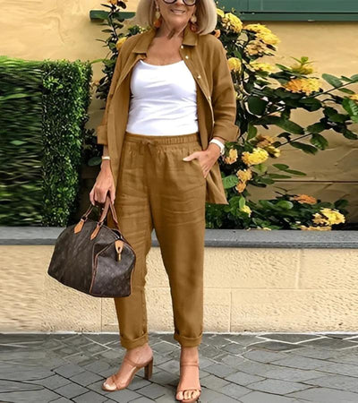 Helena - Linen And Cotton Shirt And Trouser Set