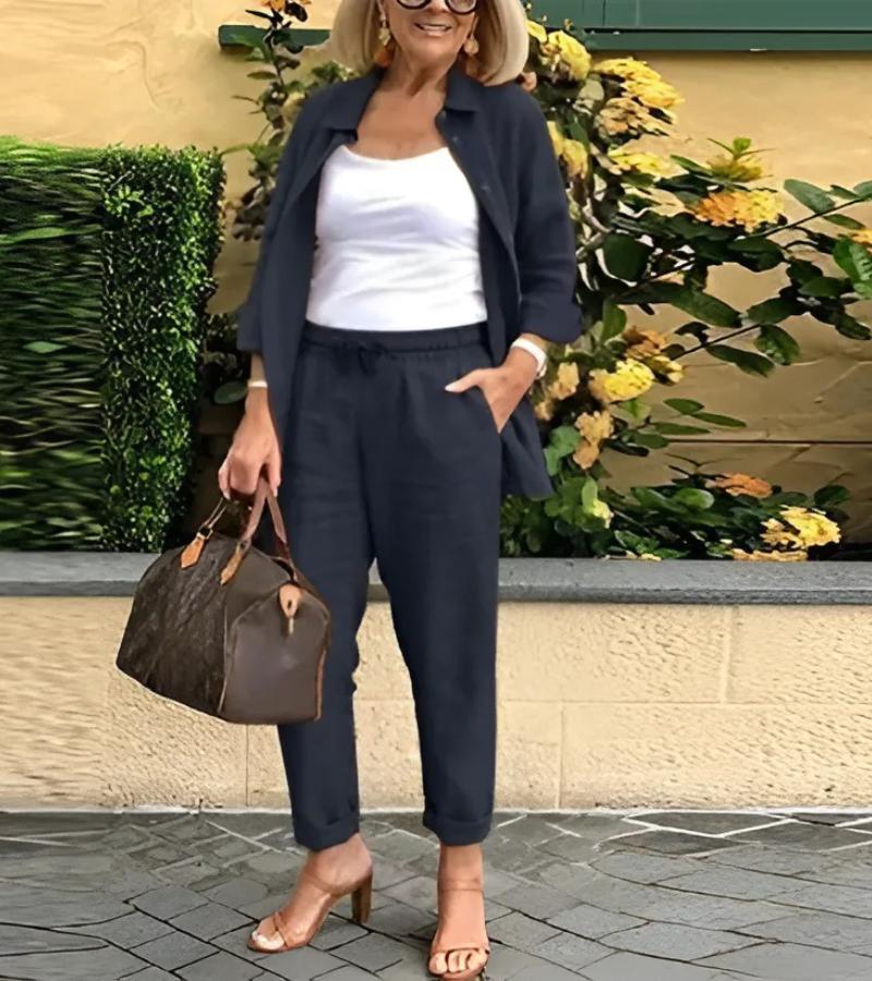 Helena - Linen And Cotton Shirt And Trouser Set