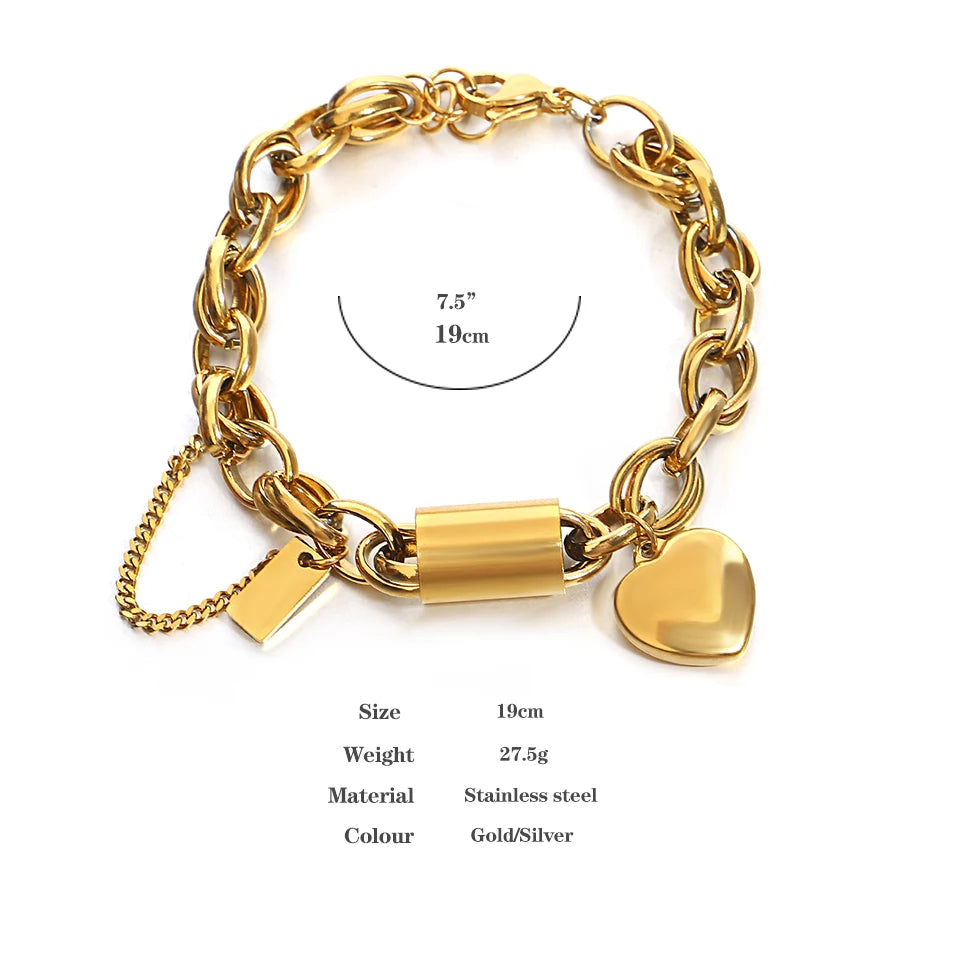 Heart Lock Stainless Steel Bracelet