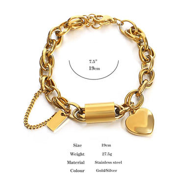 Heart Lock Stainless Steel Bracelet