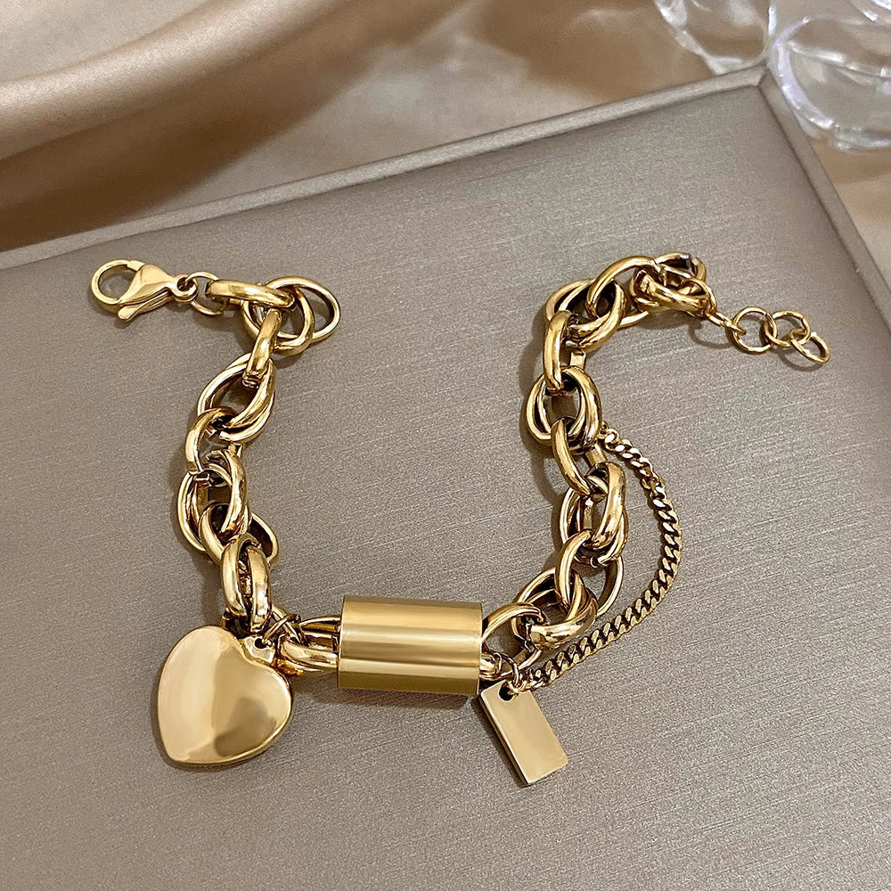 Heart Lock Stainless Steel Bracelet