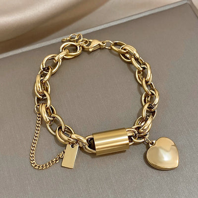 Heart Lock Stainless Steel Bracelet