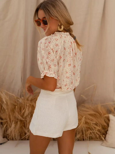 Nora - Floral Summer Charmeuse Blouse