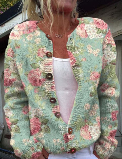 Maya - Elegant Cardigan With Floral Print