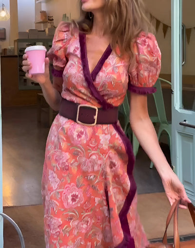 Molly - Elegant Pink Maxi Dress with Short Sleeves