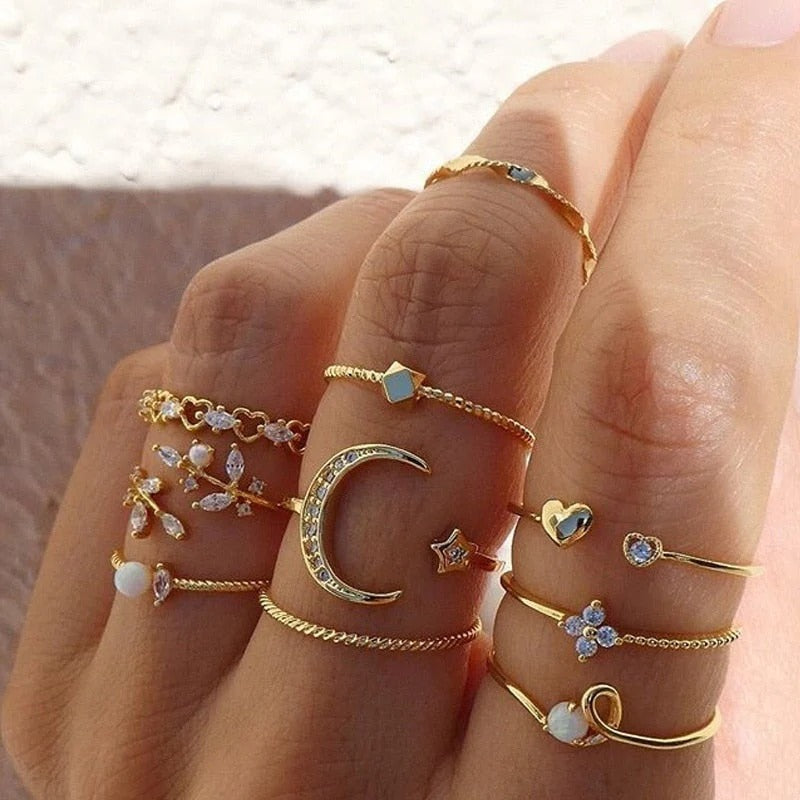 Aurora - Silver and Gold Ring Set (10 Pairs)