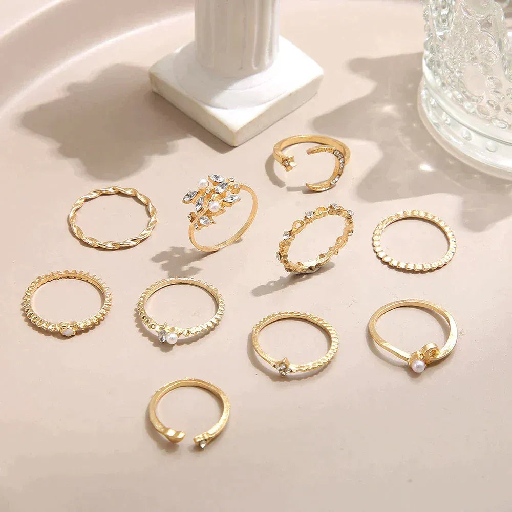 Aurora - Silver and Gold Ring Set (10 Pairs)