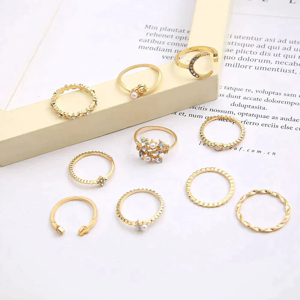 Aurora - Silver and Gold Ring Set (10 Pairs)