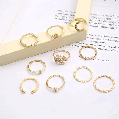 Aurora - Silver and Gold Ring Set (10 Pairs)